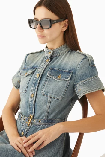 نظارة شمسية بإطار مستطيل أسيتات معاد تدويره