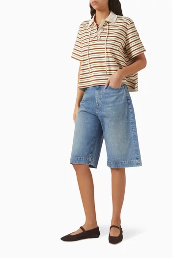 تي شيرت بولو مخطط قطن