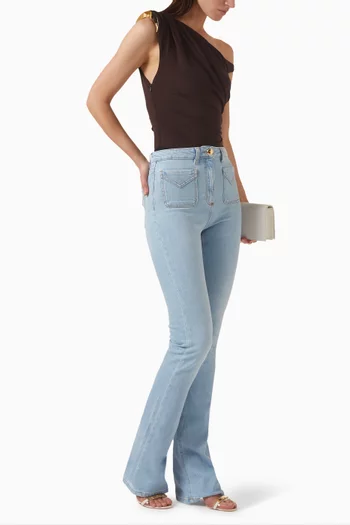 بودي سوت قطعة واحدة بكتف مكشوف وتطريزات جيرسيه