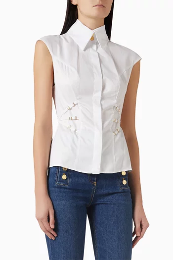 Elastic Straps Shirt in Cotton Poplin