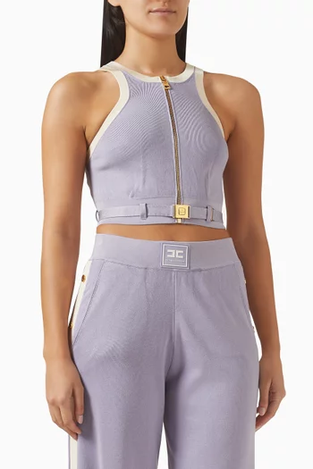 بلوزة قصيرة ومنسوجة من مزيج فيسكوز