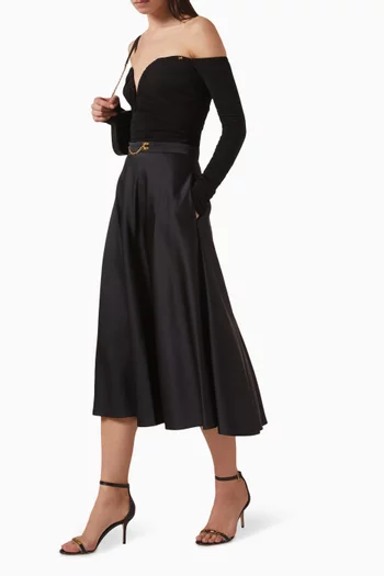 Midi Skirt in Duchess-satin