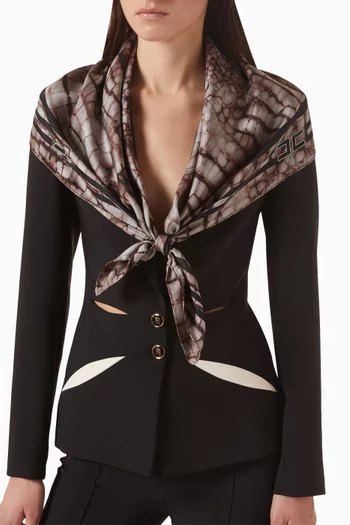 Alligator Print Foulard Scarf in Silk Twill