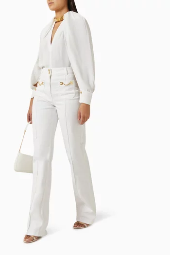 Chain-detail Flared Jeans in Denim