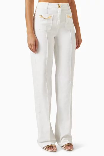 Chain-detail Flared Jeans in Denim