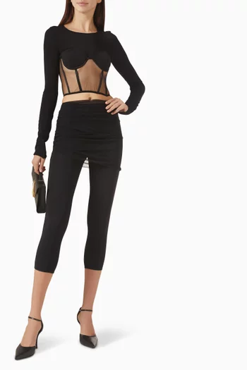 Tulle-drape Crop Leggings