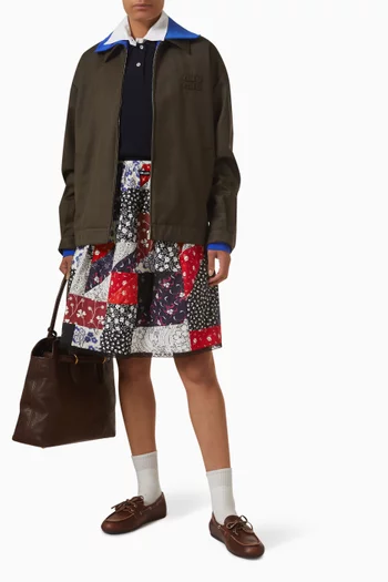 تنورة قصيرة بنقشة برقعات بوبلين