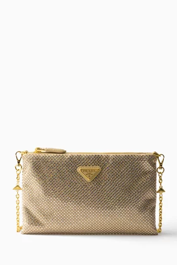 Mini Crystal-embellished Clutch Bag in Satin
