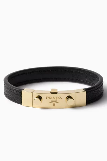 Logo Bracelet in Saffiano Leather