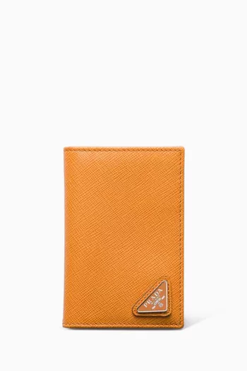 Logo Card Case in Saffiano Leather