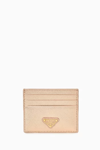 حافظة بطاقات بشعار الماركة المثلث جلد سافيانو لامع