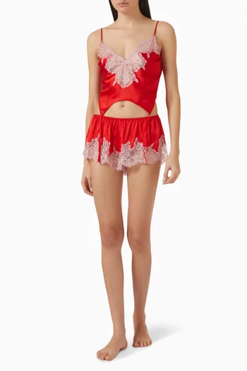 Silk Lace Garter Cami & Short Set