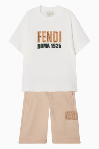 FF Logo Shorts in Cotton Gabardine