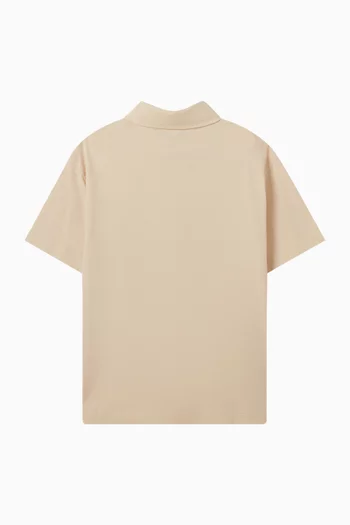 تي شيرت بولو برقعة بشعار الماركة قطن