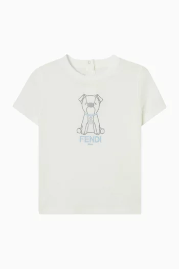 Dog Embroidered T-shirt in Cotton