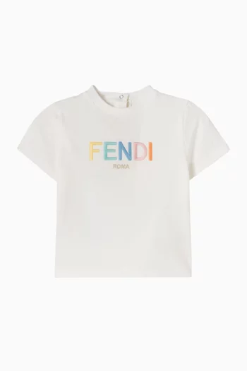 تي شيرت مطرز بشعار الماركة قطن