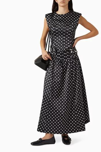 Polka-dot Corset Top in  Double Satin