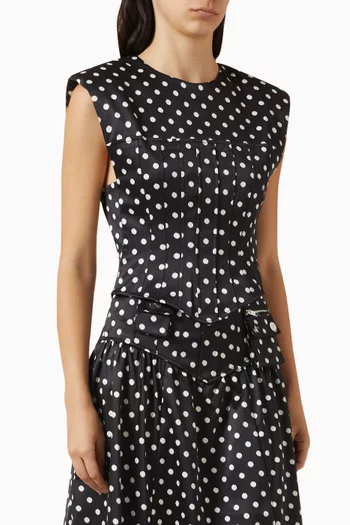 Polka-dot Corset Top in  Double Satin