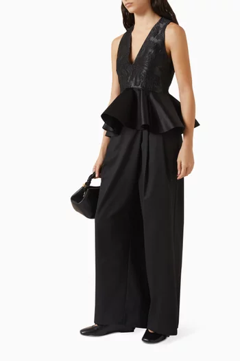 Peplum Top in Satin Cloque