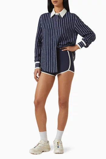 قميص بيليز بوبي بفتحة رقبة بياقة مزيج كتان