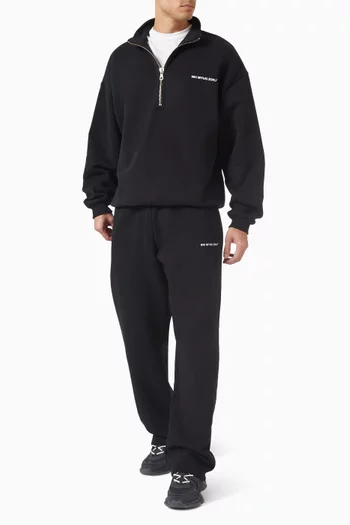 بنطال رياضي يونيفورم بساقين واسعتين مزيج قطن