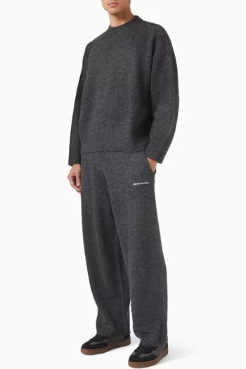 Knit Wide Leg Jogging Pants in Mohair-blend