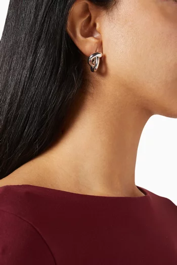 أقراط بتصميم ملفوف نحاس مطلي فضة