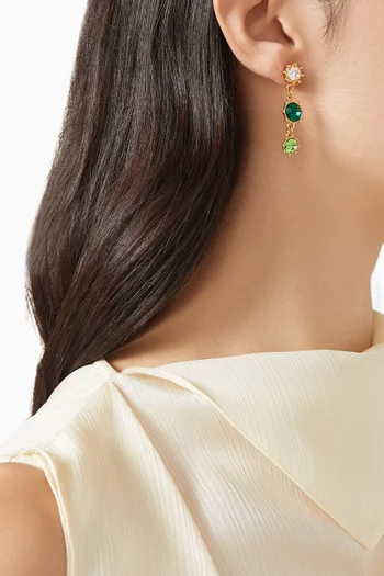 أقراط متدلية بحلي مرصعة بكريستال نحاس بلون ذهبي