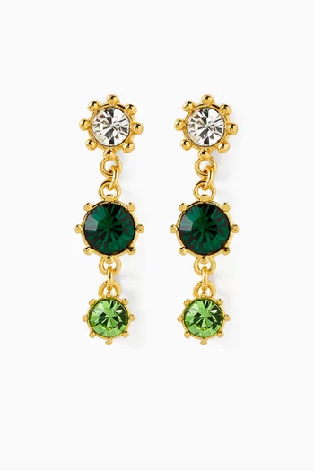 أقراط متدلية بحلي مرصعة بكريستال نحاس بلون ذهبي