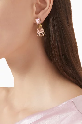 أقراط متدلية مرصعة بالكريستال نحاس بلون ذهبي