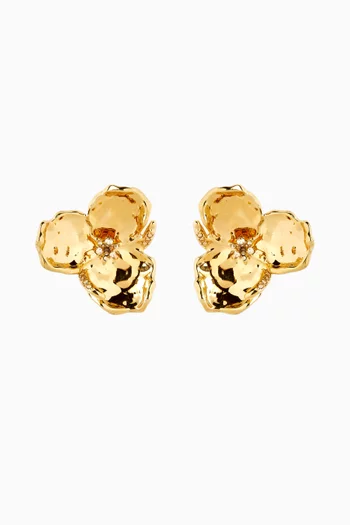 أقراط بتصميم زهرة نحاس بلون ذهبي