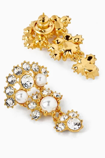 Crystal Arch Drop Earrings in Gold-tone Brass