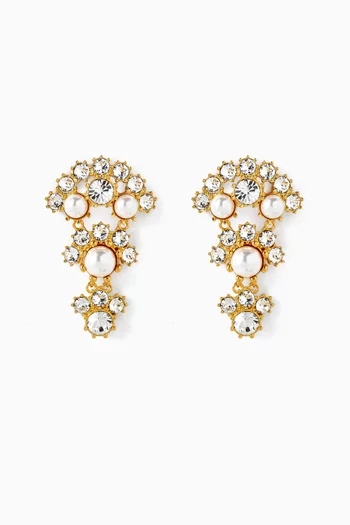 Crystal Arch Drop Earrings in Gold-tone Brass