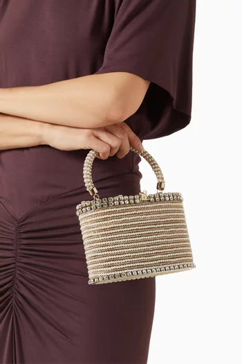 Holli Libellula Crystal Top-handle Bag in Gold-plated Brass