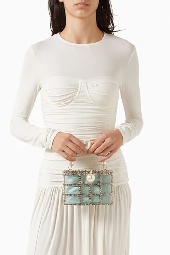 Holli Crystal Top-handle Bag in Satin