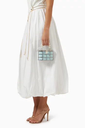 Mini Holli Crystal Top-handle Bag in Satin
