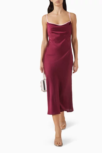 The Crystal Carrie Midi Dress in Satin