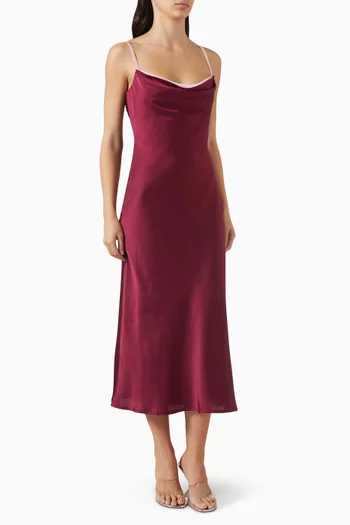 The Crystal Carrie Midi Dress in Satin