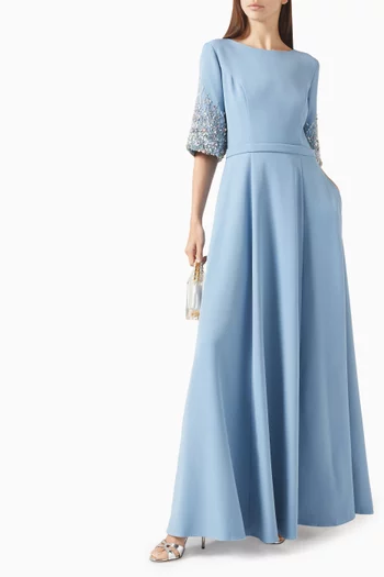 Bead-embellished Gown in Crepe