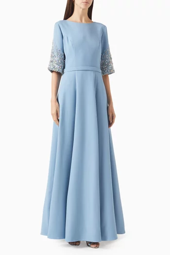 Bead-embellished Gown in Crepe