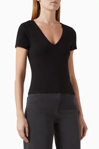 تي شيرت بقصة ضيقة قطن مطاطي للغاية