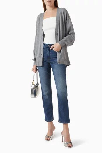 كارديغان بنمط سترة وأزرار منسوجة