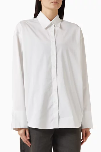 Oversized Adjustable-waist Shirt in Poplin