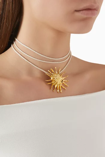 Sun Choker Necklace in 24kt Gold-plated Metal