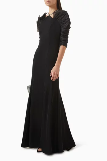 Embellished Gown in Crepe & Organza