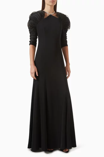 Embellished Gown in Crepe & Organza