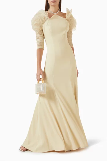 Embellished Gown in Crepe & Organza