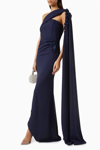 One-shoulder Gown in Crepe