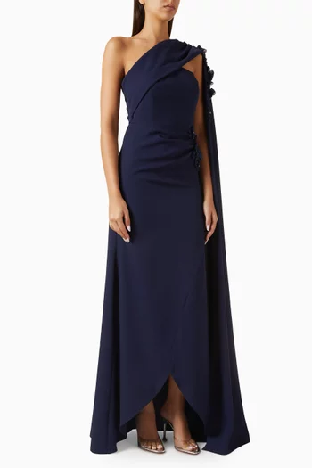 One-shoulder Gown in Crepe
