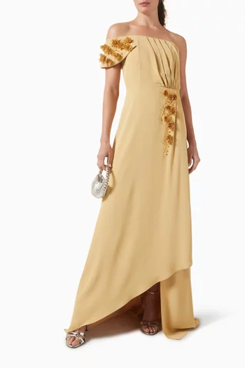 Off-shoulder Gown in Crepe
